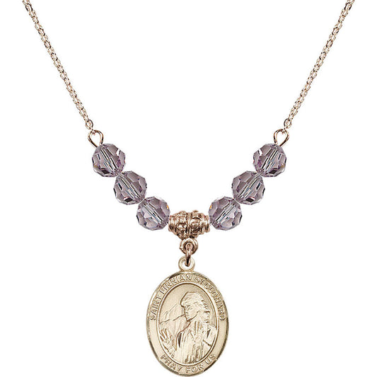 14kt Gold Filled Saint Finnian of Clonard Birthstone Necklace with Light Amethyst Beads - 8308