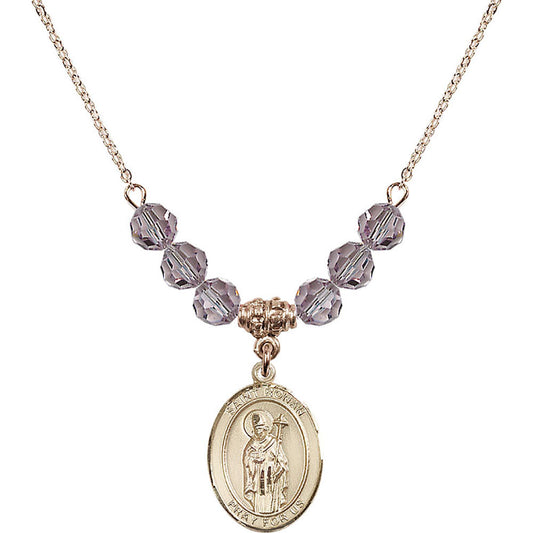 14kt Gold Filled Saint Ronan Birthstone Necklace with Light Amethyst Beads - 8315