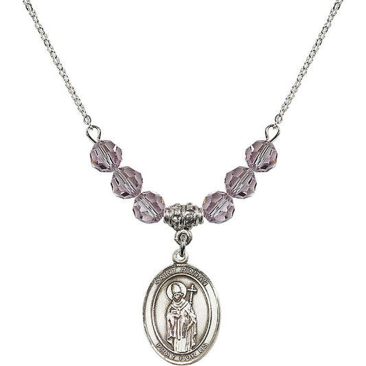Sterling Silver Saint Ronan Birthstone Necklace with Light Amethyst Beads - 8315