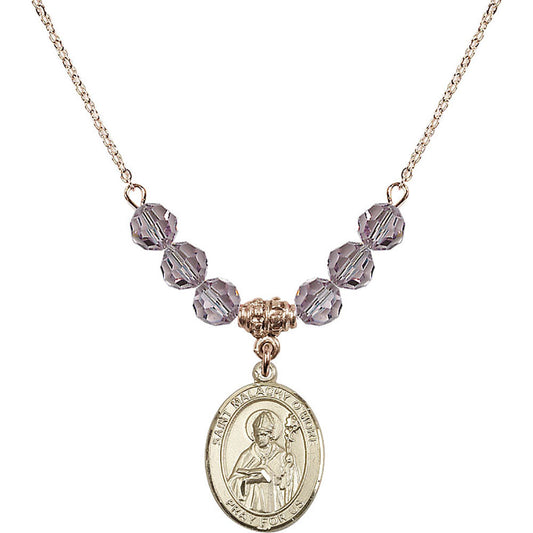 14kt Gold Filled Saint Malachy O'More Birthstone Necklace with Light Amethyst Beads - 8316