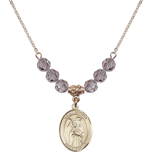 14kt Gold Filled Saint Regina Birthstone Necklace with Light Amethyst Beads - 8335
