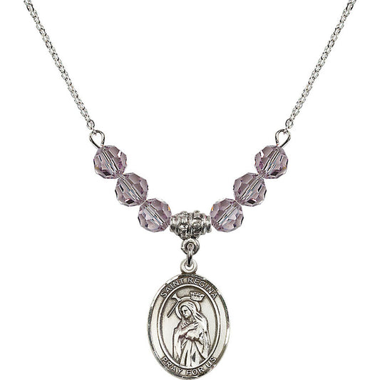 Sterling Silver Saint Regina Birthstone Necklace with Light Amethyst Beads - 8335