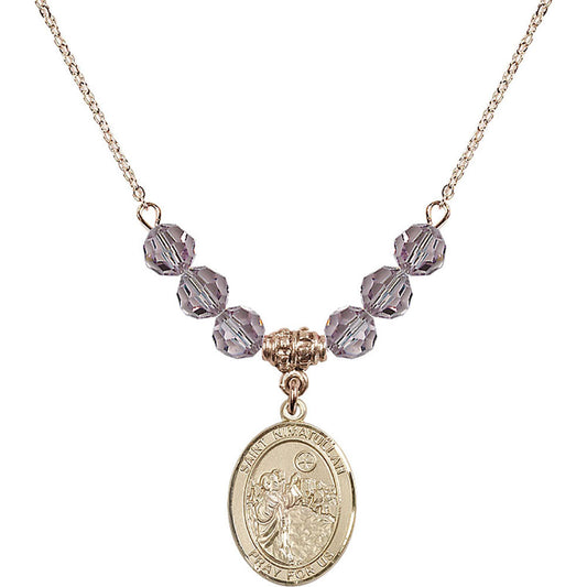 14kt Gold Filled Saint Nimatullah Birthstone Necklace with Light Amethyst Beads - 8339