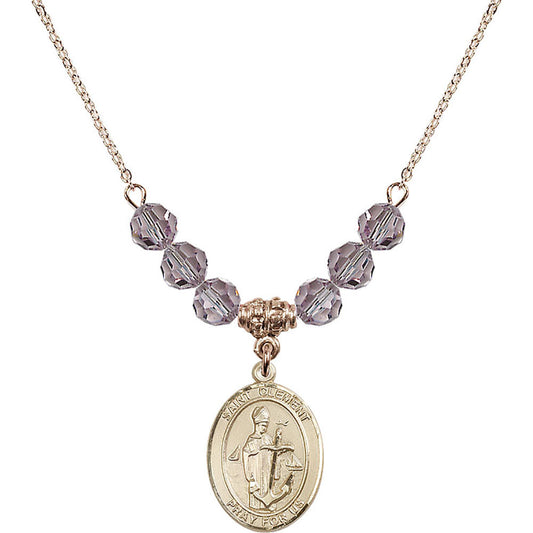 14kt Gold Filled Saint Clement Birthstone Necklace with Light Amethyst Beads - 8340