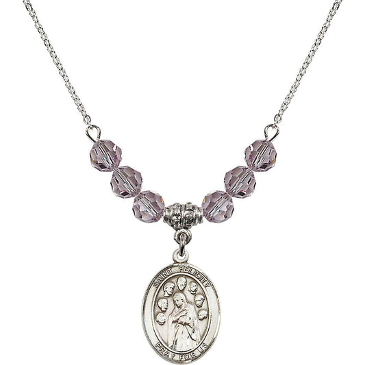 Sterling Silver Saint Felicity Birthstone Necklace with Light Amethyst Beads - 8341