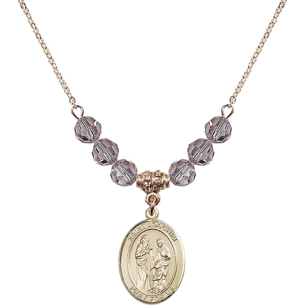 14kt Gold Filled Saint Joachim Birthstone Necklace with Light Amethyst Beads - 8348