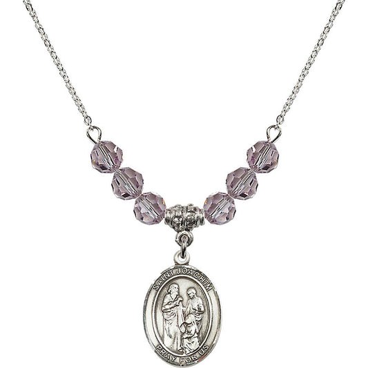 Sterling Silver Saint Joachim Birthstone Necklace with Light Amethyst Beads - 8348