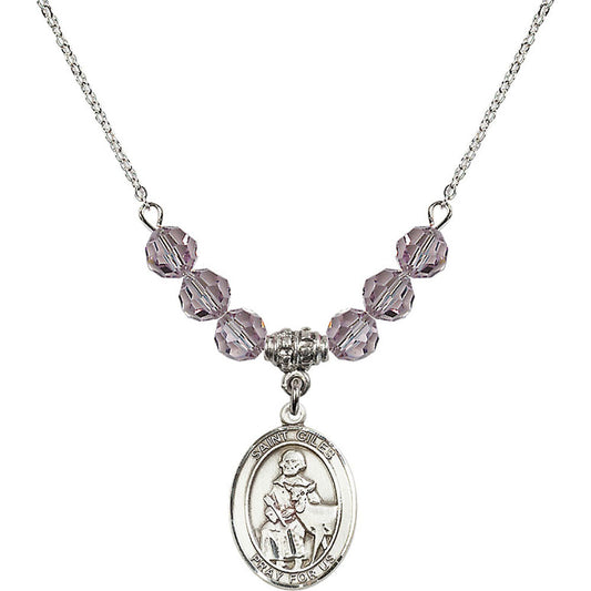 Sterling Silver Saint Giles Birthstone Necklace with Light Amethyst Beads - 8349