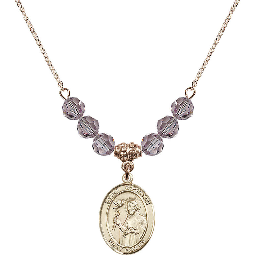 14kt Gold Filled Saint Dunstan Birthstone Necklace with Light Amethyst Beads - 8355
