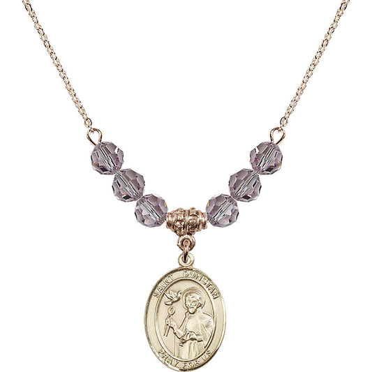 14kt Gold Filled Saint Dunstan Birthstone Necklace with Light Amethyst Beads - 8355
