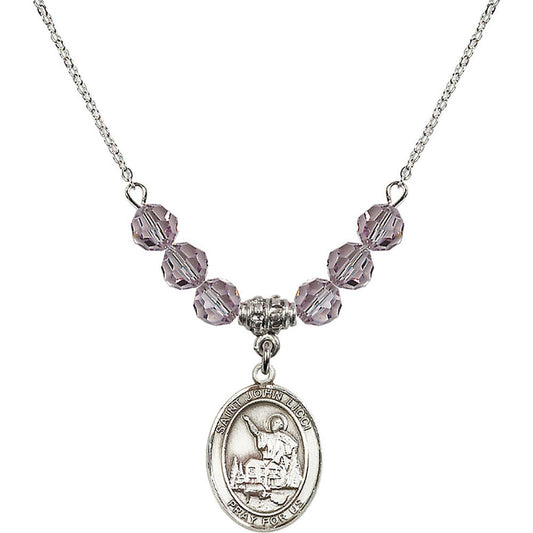 Sterling Silver Saint John Licci Birthstone Necklace with Light Amethyst Beads - 8358
