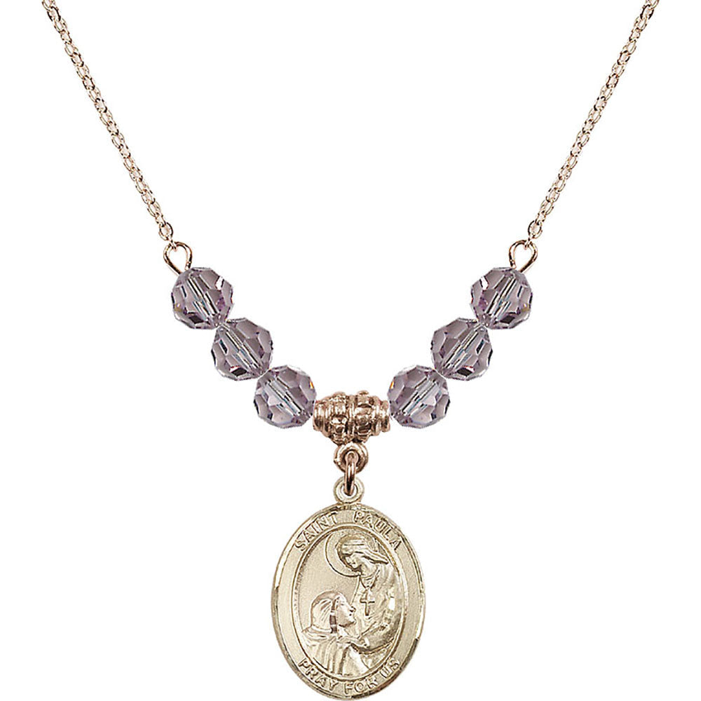 14kt Gold Filled Saint Paula Birthstone Necklace with Light Amethyst Beads - 8359