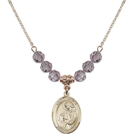 14kt Gold Filled Saint Paula Birthstone Necklace with Light Amethyst Beads - 8359