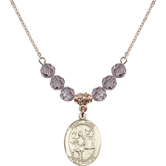 14kt Gold Filled Saint Vitus Birthstone Necklace with Light Amethyst Beads - 8368