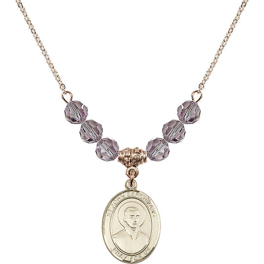 14kt Gold Filled Saint John Berchmans Birthstone Necklace with Light Amethyst Beads - 8370