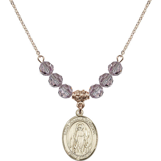 14kt Gold Filled Saint Juliana of Cumae Birthstone Necklace with Light Amethyst Beads - 8372