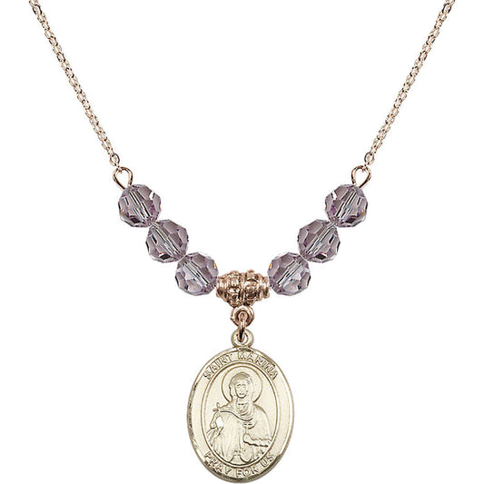 14kt Gold Filled Saint Marina Birthstone Necklace with Light Amethyst Beads - 8379