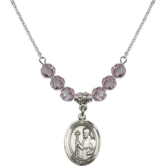 Sterling Silver Saint Regis Birthstone Necklace with Light Amethyst Beads - 8380