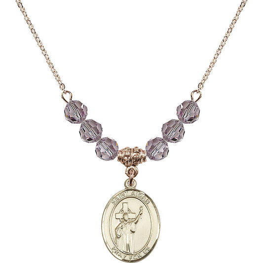 14kt Gold Filled Saint Aidan of Lindesfarne Birthstone Necklace with Light Amethyst Beads - 8381