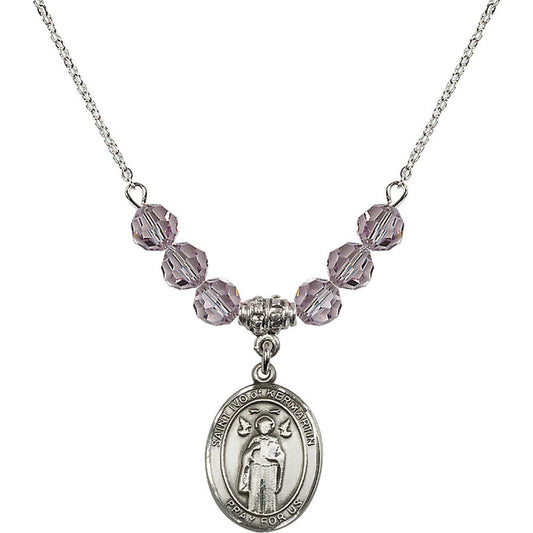 Sterling Silver Saint Ivo of Kelmartin Birthstone Necklace with Light Amethyst Beads - 8384