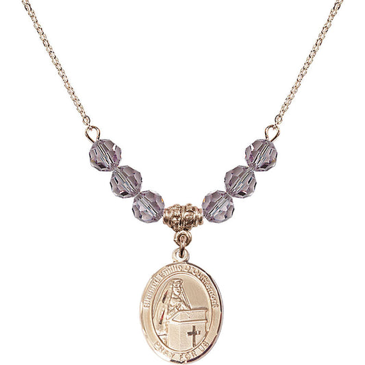 14kt Gold Filled Blessed Emilee Doultremont Birthstone Necklace with Light Amethyst Beads - 8390