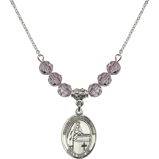 Sterling Silver Blessed Emilee Doultremont Birthstone Necklace with Light Amethyst Beads - 8390