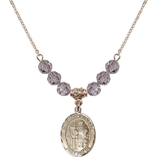 14kt Gold Filled Saint Jacob of Nisibis Birthstone Necklace with Light Amethyst Beads - 8392