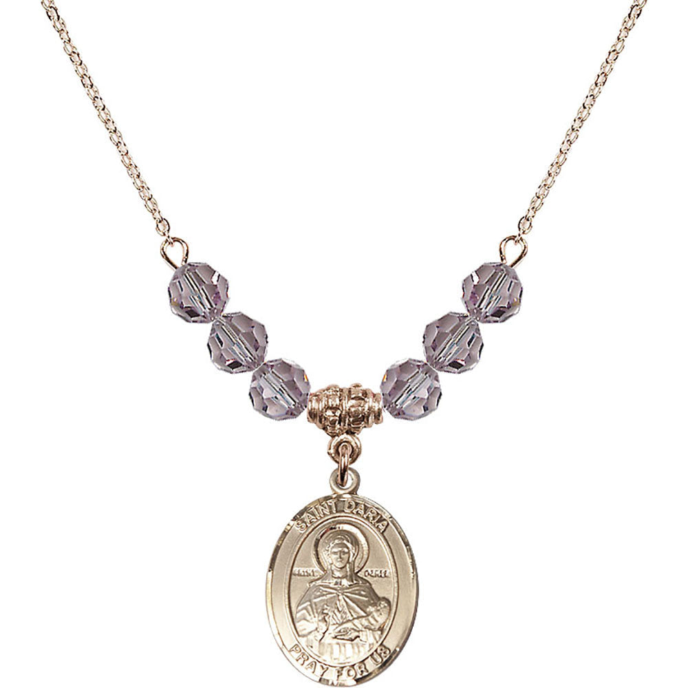 14kt Gold Filled Saint Daria Birthstone Necklace with Light Amethyst Beads - 8396