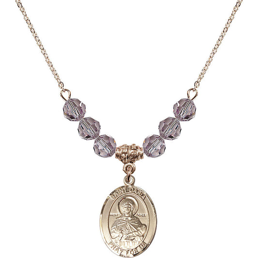 14kt Gold Filled Saint Daria Birthstone Necklace with Light Amethyst Beads - 8396