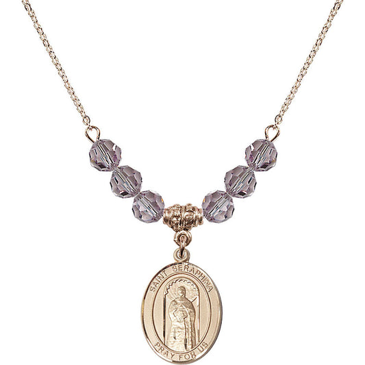 14kt Gold Filled Saint Seraphina Birthstone Necklace with Light Amethyst Beads - 8405