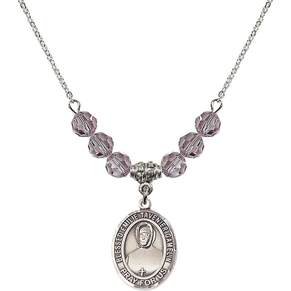 Sterling Silver Blessed Emilie Tavernier Gamelin Birthstone Necklace with Light Amethyst Beads - 8437