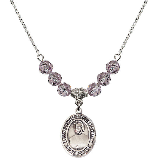 Sterling Silver Blessed Emilie Tavernier Gamelin Birthstone Necklace with Light Amethyst Beads - 8437