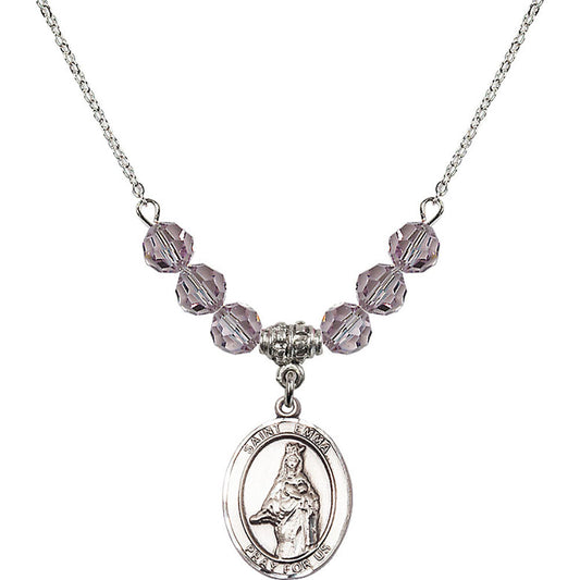 Sterling Silver Saint Emma Uffing Birthstone Necklace with Light Amethyst Beads - 8450