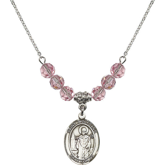Sterling Silver Saint Wolfgang Birthstone Necklace with Light Rose Beads - 8323