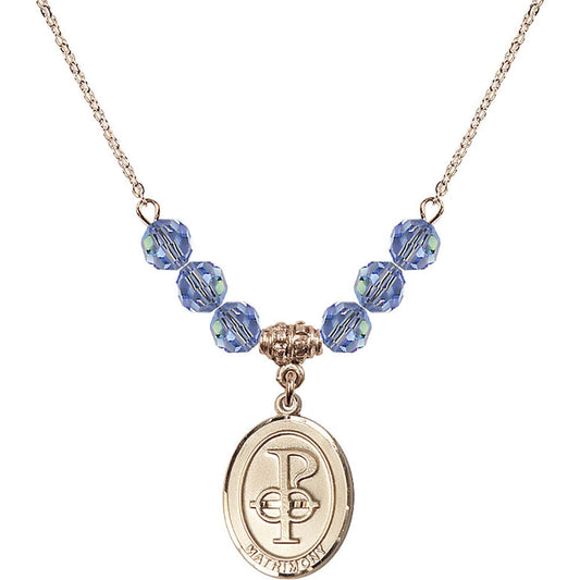 14kt Gold Filled Matrimony Birthstone Necklace with Light Sapphire Beads - 0869