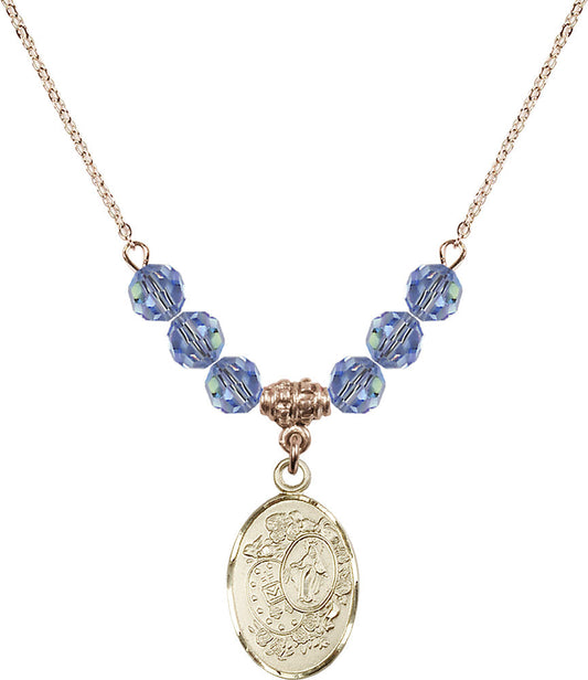14kt Gold Filled Miraculous Birthstone Necklace with Light Sapphire Beads - 5682