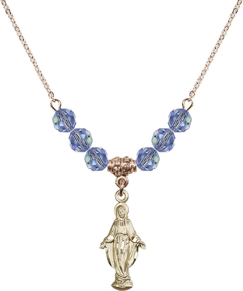 14kt Gold Filled Miraculous Birthstone Necklace with Light Sapphire Beads - 5900