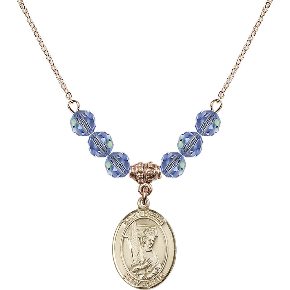 14kt Gold Filled Saint Helen Birthstone Necklace with Light Sapphire Beads - 8043