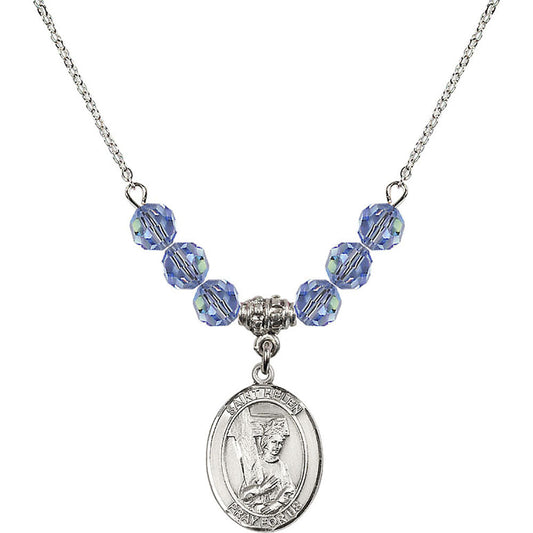 Sterling Silver Saint Helen Birthstone Necklace with Light Sapphire Beads - 8043
