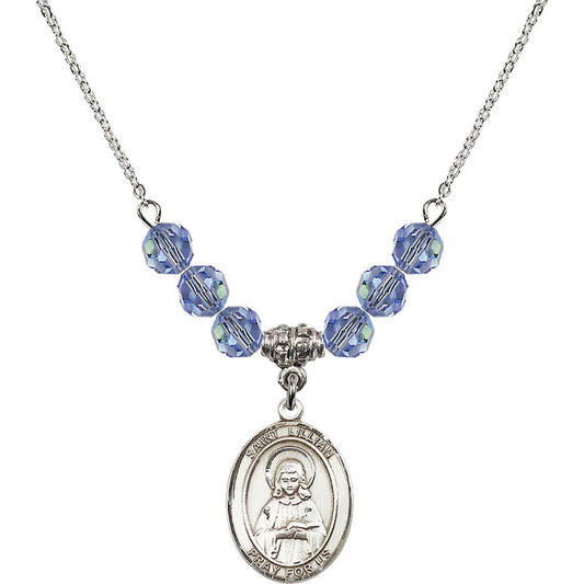 Sterling Silver Saint Lillian Birthstone Necklace with Light Sapphire Beads - 8226