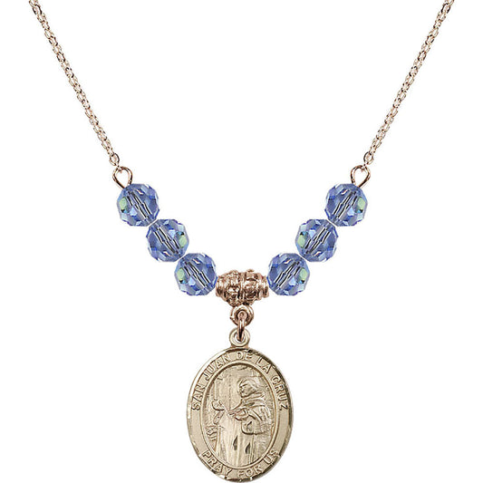 14kt Gold Filled San Juan de la Cruz Birthstone Necklace with Light Sapphire Beads - 8232