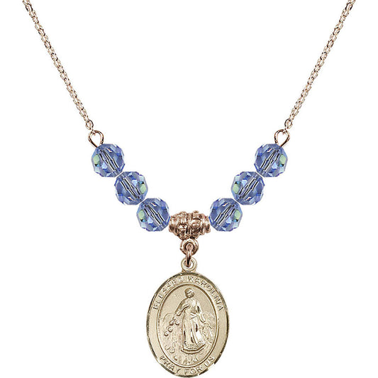 14kt Gold Filled Blessed Karolina Kozkowna Birthstone Necklace with Light Sapphire Beads - 8283