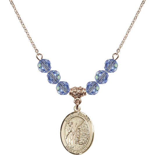 14kt Gold Filled Saint Fiacre Birthstone Necklace with Light Sapphire Beads - 8298