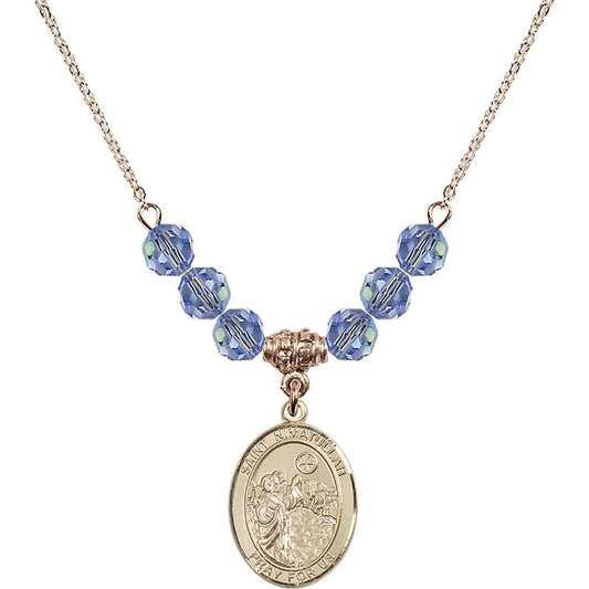 14kt Gold Filled Saint Nimatullah Birthstone Necklace with Light Sapphire Beads - 8339