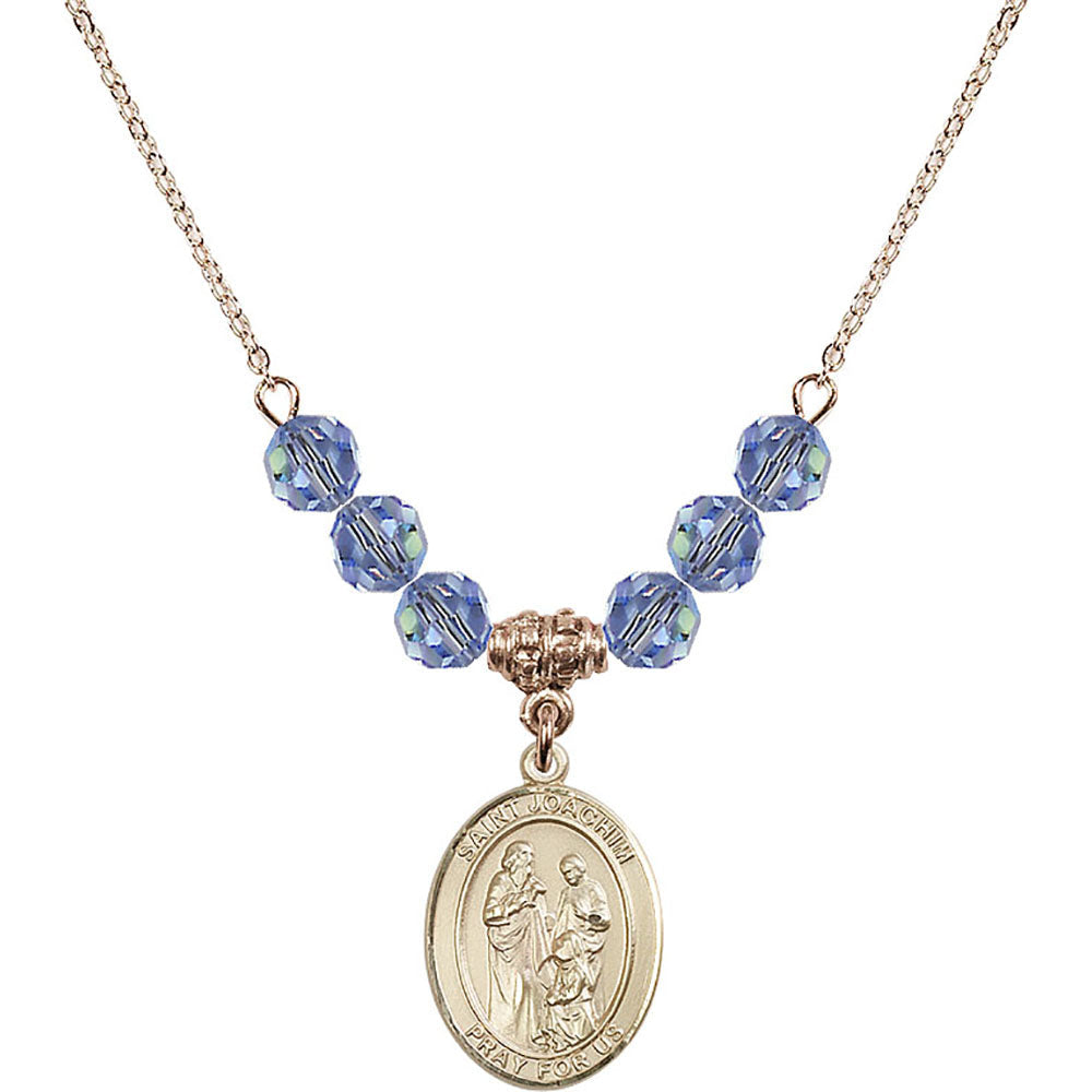 14kt Gold Filled Saint Joachim Birthstone Necklace with Light Sapphire Beads - 8348