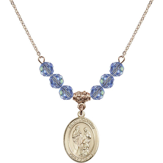 14kt Gold Filled Saint Joachim Birthstone Necklace with Light Sapphire Beads - 8348