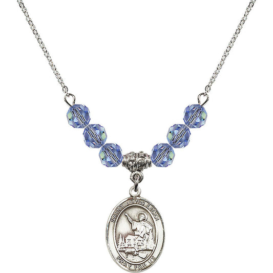 Sterling Silver Saint John Licci Birthstone Necklace with Light Sapphire Beads - 8358