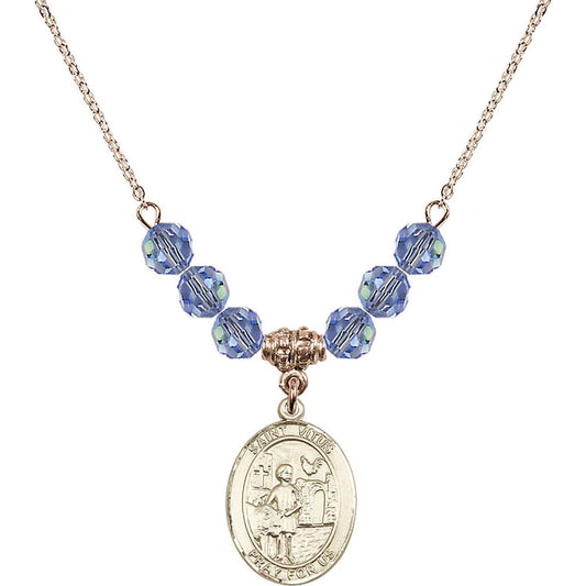 14kt Gold Filled Saint Vitus Birthstone Necklace with Light Sapphire Beads - 8368
