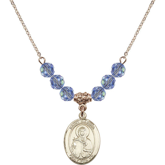 14kt Gold Filled Saint Marina Birthstone Necklace with Light Sapphire Beads - 8379
