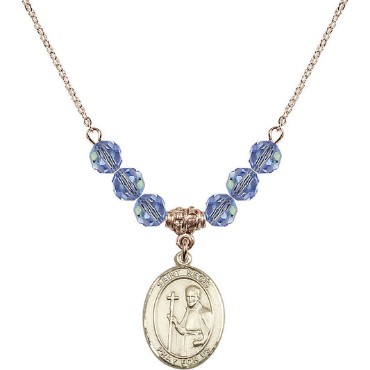 14kt Gold Filled Saint Regis Birthstone Necklace with Light Sapphire Beads - 8380